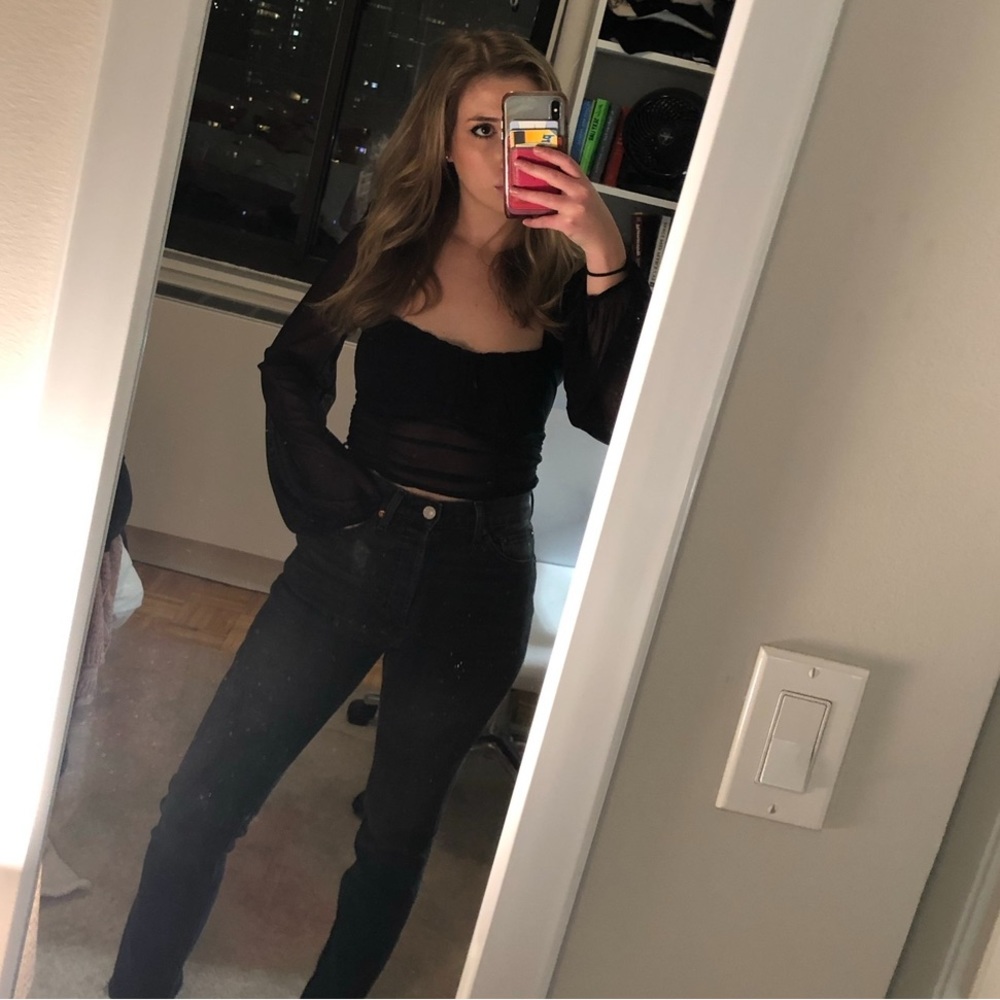 Robertson + Rodeo Black Mesh Crop Top